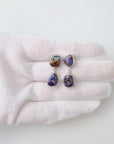 Blue Boulder Opal Double Drop Silver Earrings