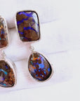 Boulder Opal Double Drop Silver Earrings