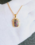 Boulder Opal and Diamond Constellation 18K Gold Pendant
