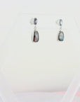 Boulder Opal and Silver Blue Sapphires Silver Drop Earrings