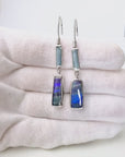 Boulder Opal and Aquamarine Silver Hook Earrings