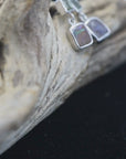 Boulder Opal Square Drop Silver Earrings with Green Sapphires