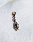 Boulder Opal with Tanzanite Silver Frame Bracelet Charm