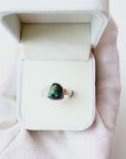 Boulder Opal and Diamond Trilogy Silver Ring