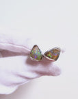Boulder Opal Triangle Silver Stud Earrings