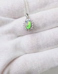 Lightning Ridge Crystal Opal Halo Silver Pendant