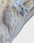 Red Boulder Opal Drop Silver Earrings with Pink Zircons video