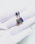 Boulder Opal and Blue Marquise Sapphire Silver Drop Earrings
