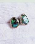 Boulder Opal Green Teardrop Silver Stud Earrings