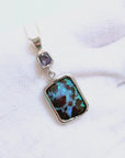 Freeform Boulder Opal and Iolite Silver Pendant