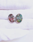 Sculptured Boulder Opal Silver Stud Earrings