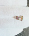 Boulder Opal Red Sparkle Silver Stud Earrings