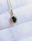 Sapphire Halo Silver Pendant
