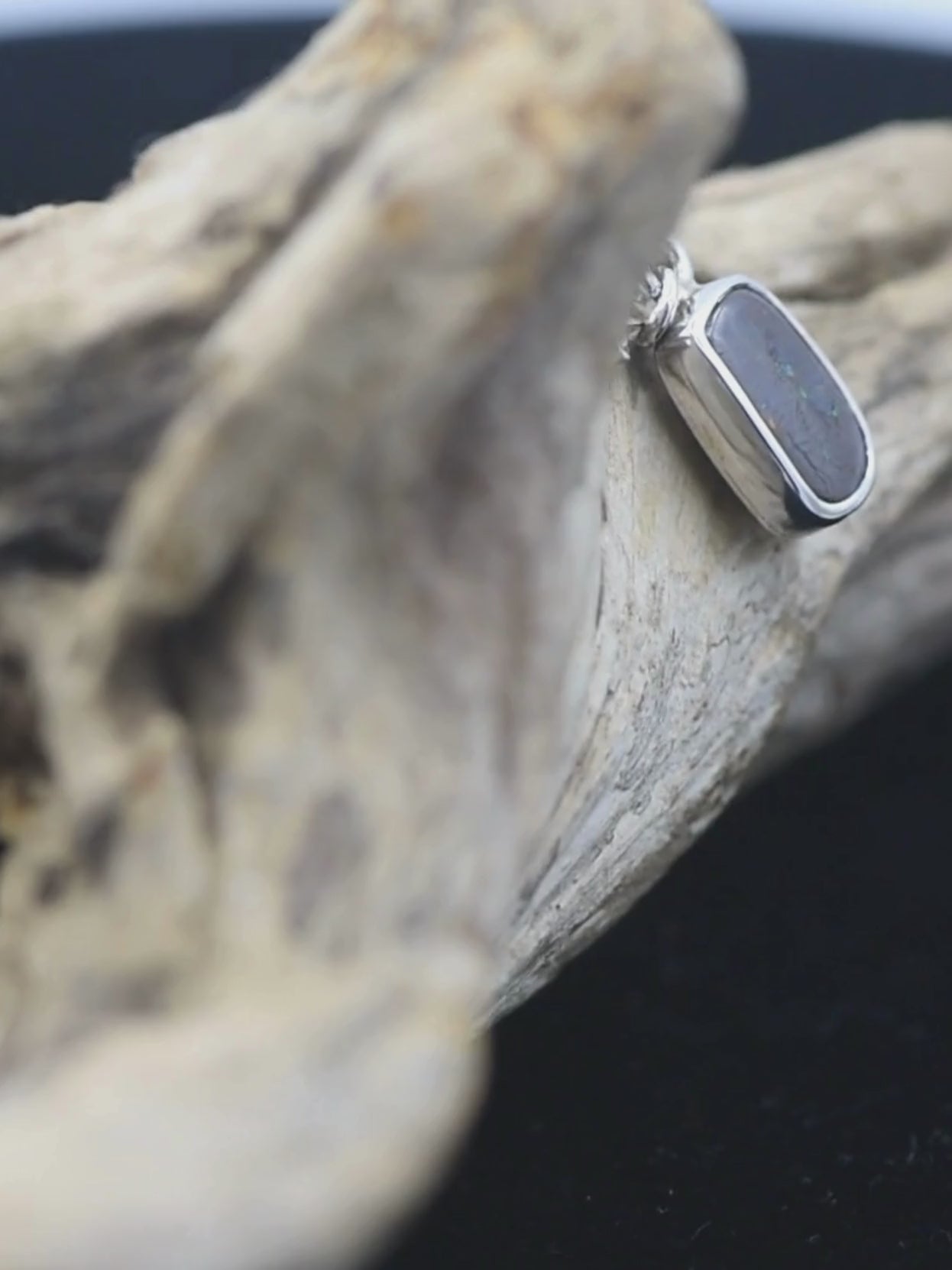 Boulder Opal Rectangle Silver Bracelet Charm video