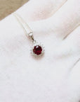 Ruby Halo Silver Pendant