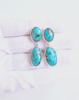 Persian Turquoise Double Drop Silver Earrings