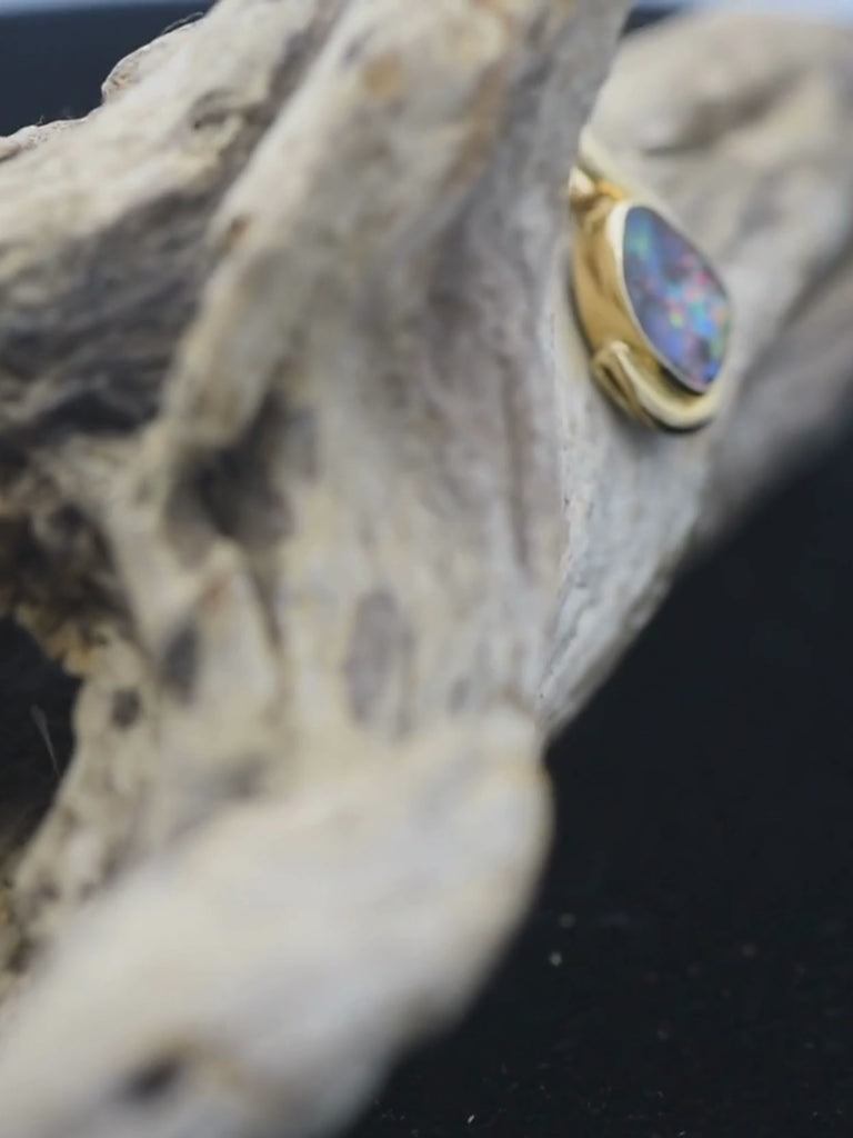 Boulder Red Opal 18K Gold Pendant video