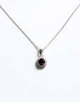 Ruby Halo Silver Pendant