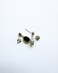 Boulder Opal Matrix and Ruby Drop Silver Earrings