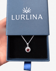 Ruby Halo Silver Pendant