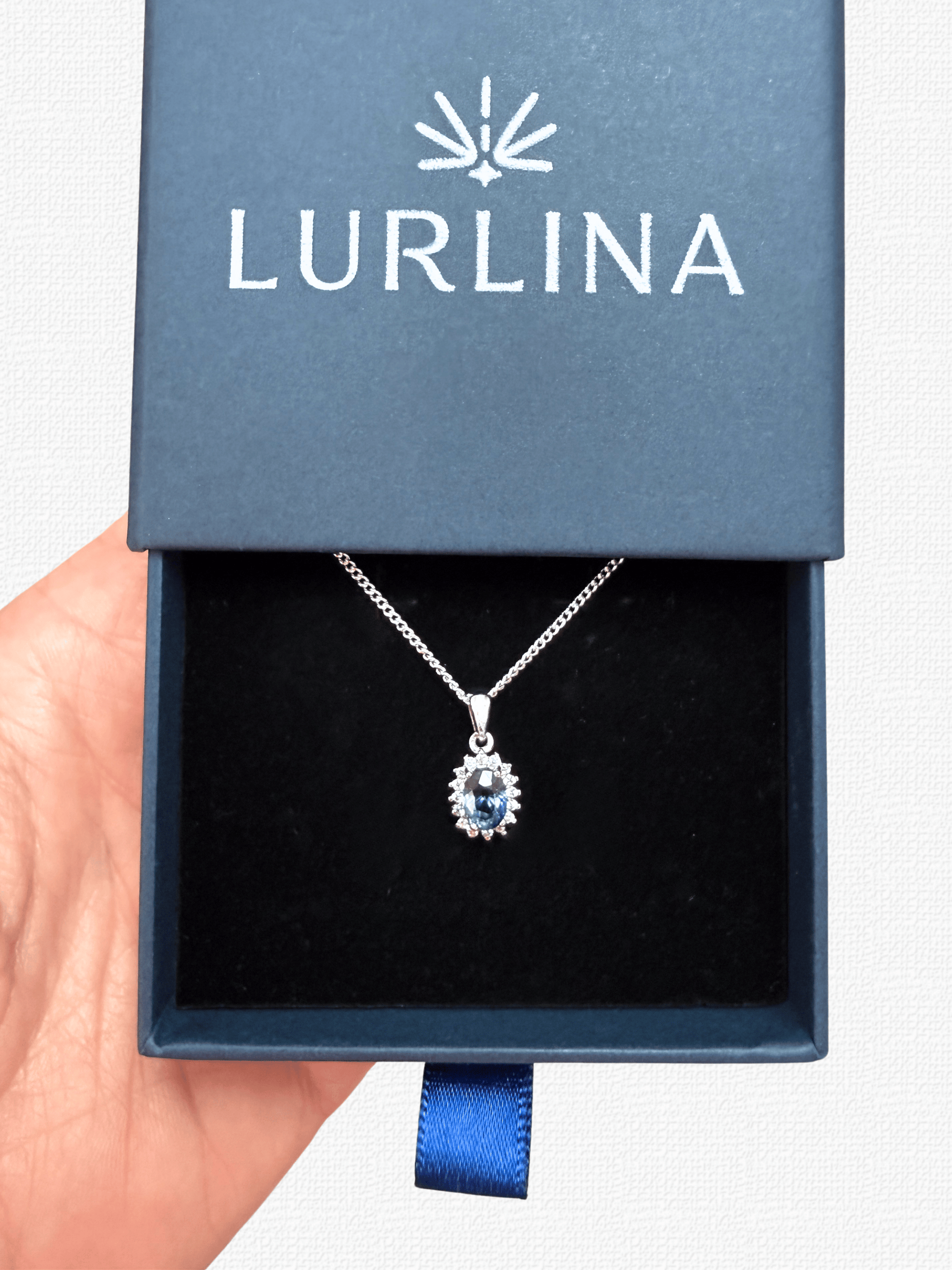 Sapphire Halo Silver Pendant