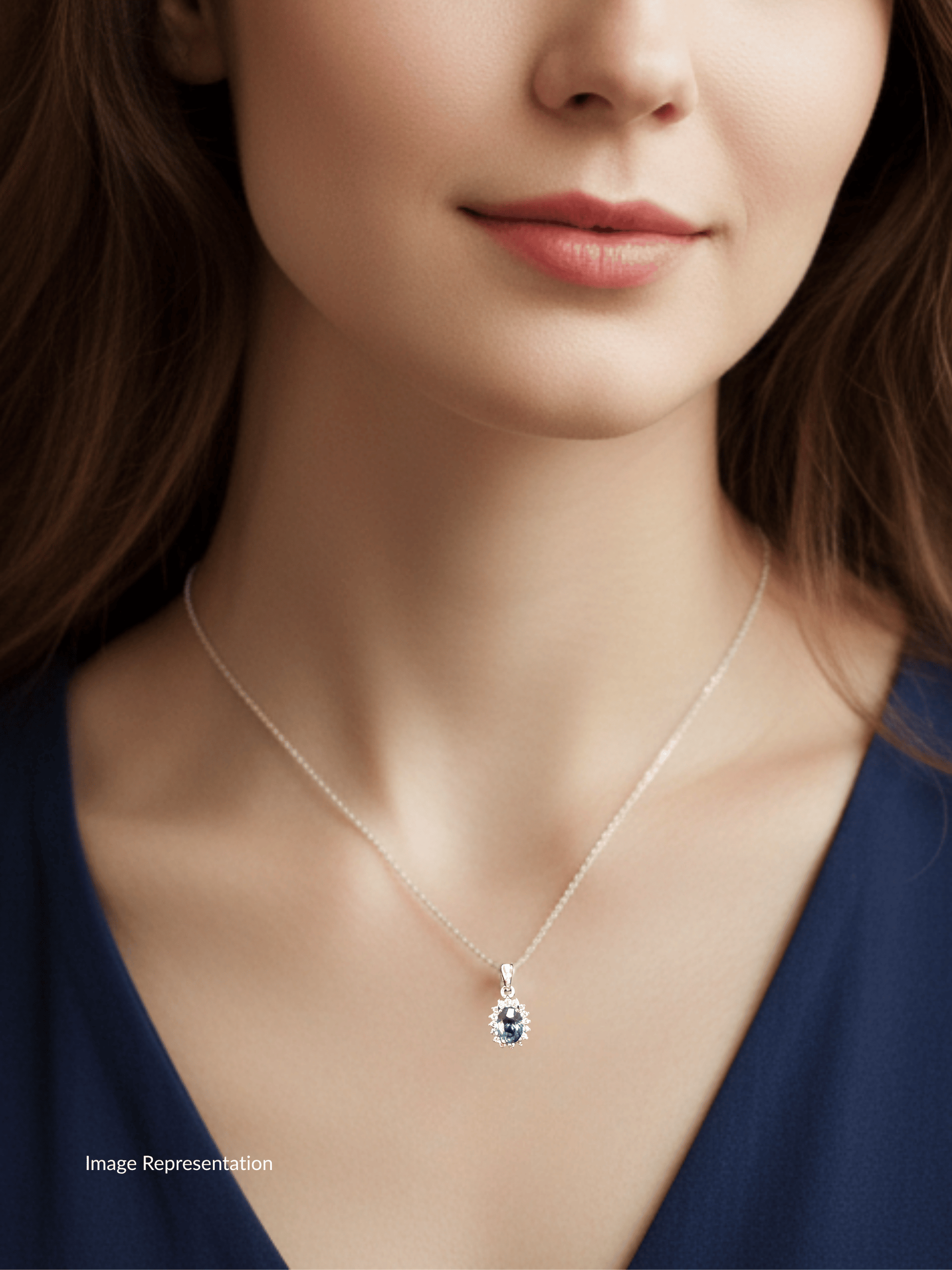 Sapphire Halo Silver Pendant