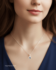 Sapphire Halo Silver Pendant