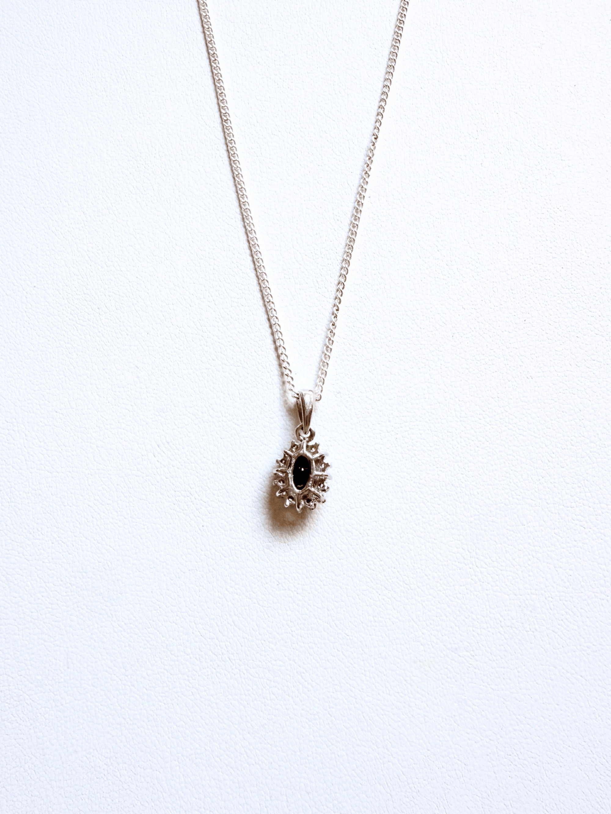 Sapphire Halo Silver Pendant