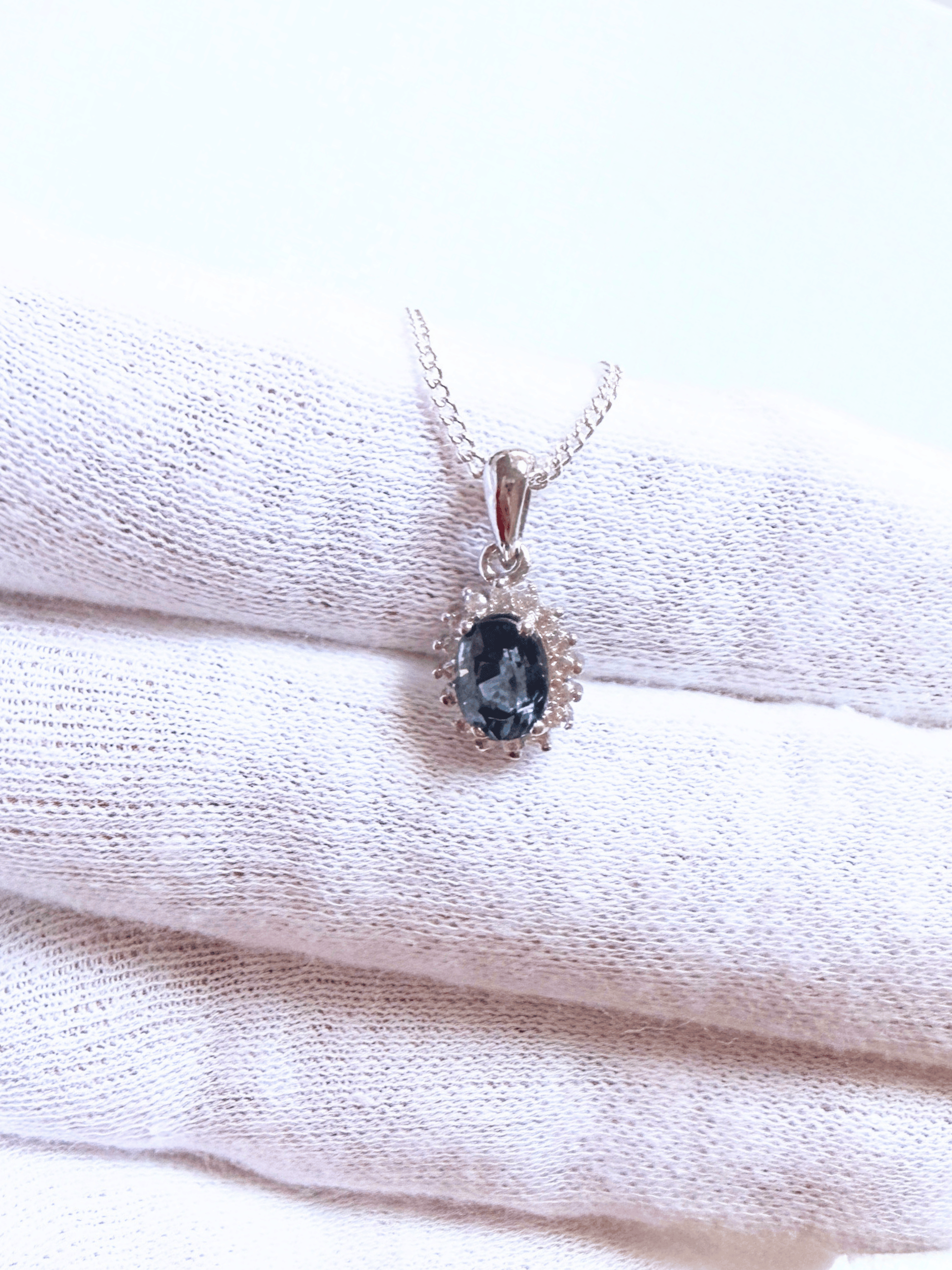 Sapphire Halo Silver Pendant