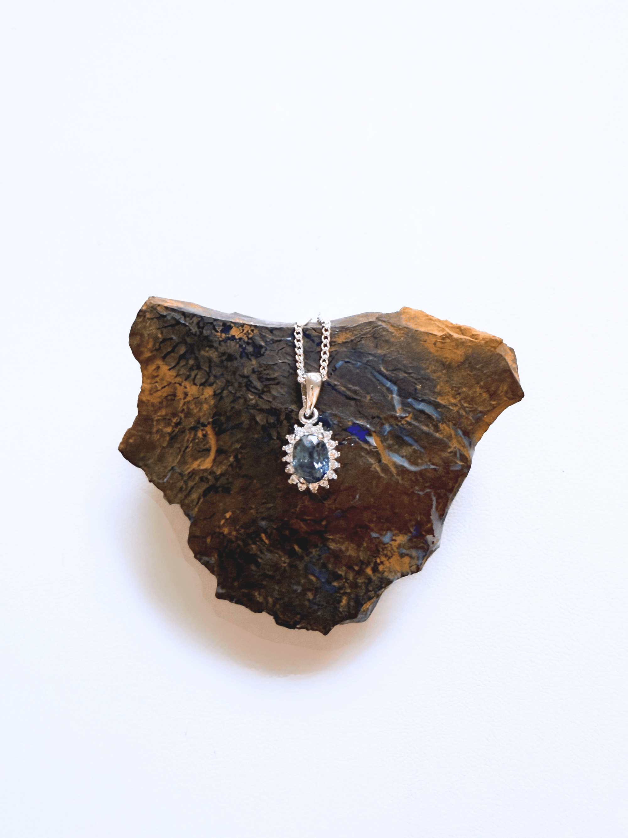 Sapphire Halo Silver Pendant