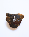Sapphire Halo Silver Pendant