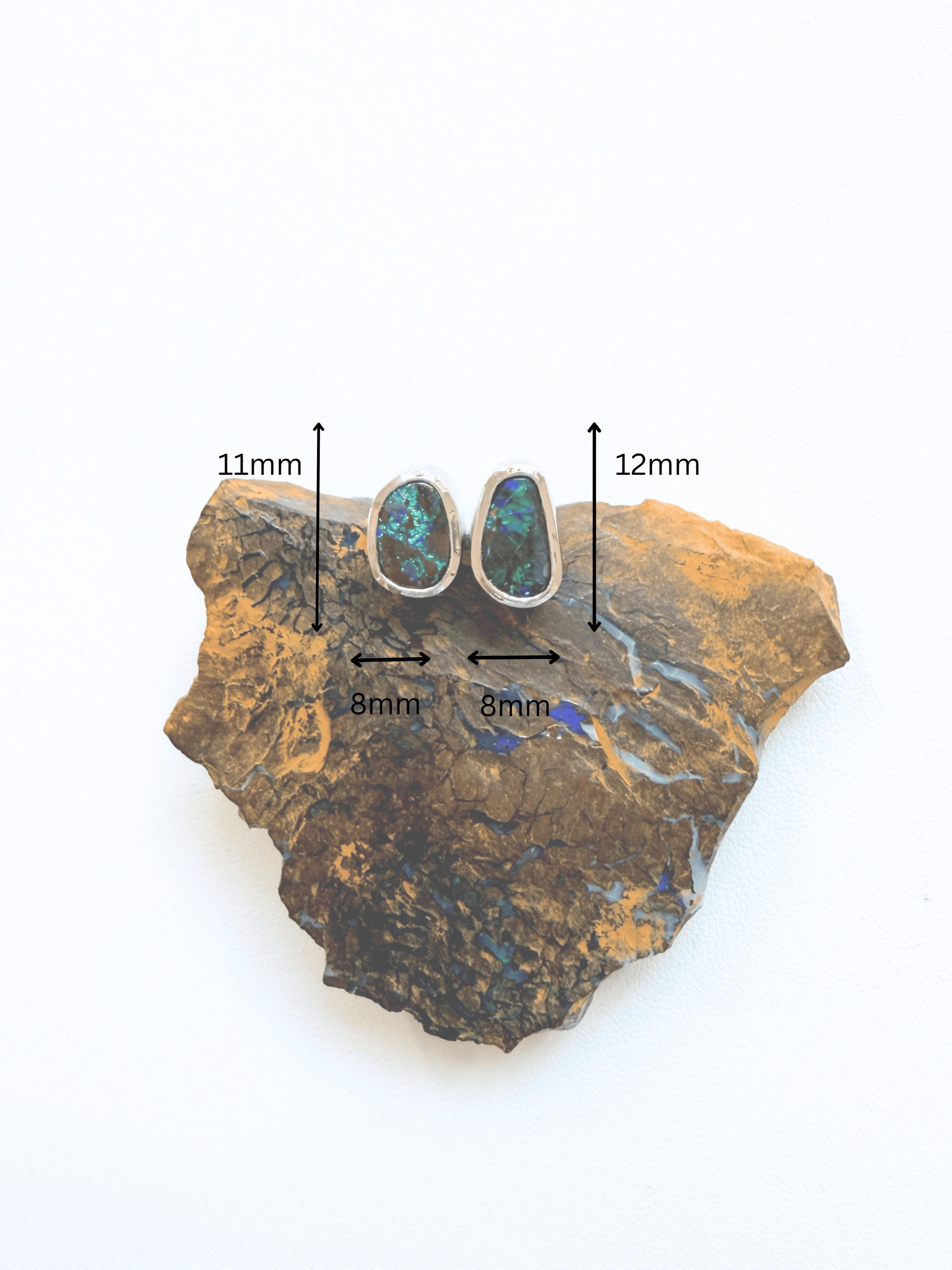 Boulder Opal Green Sparkle Silver Stud Earrings