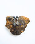 Boulder Opal Teardrop and Teal Sapphire Silver Earrings