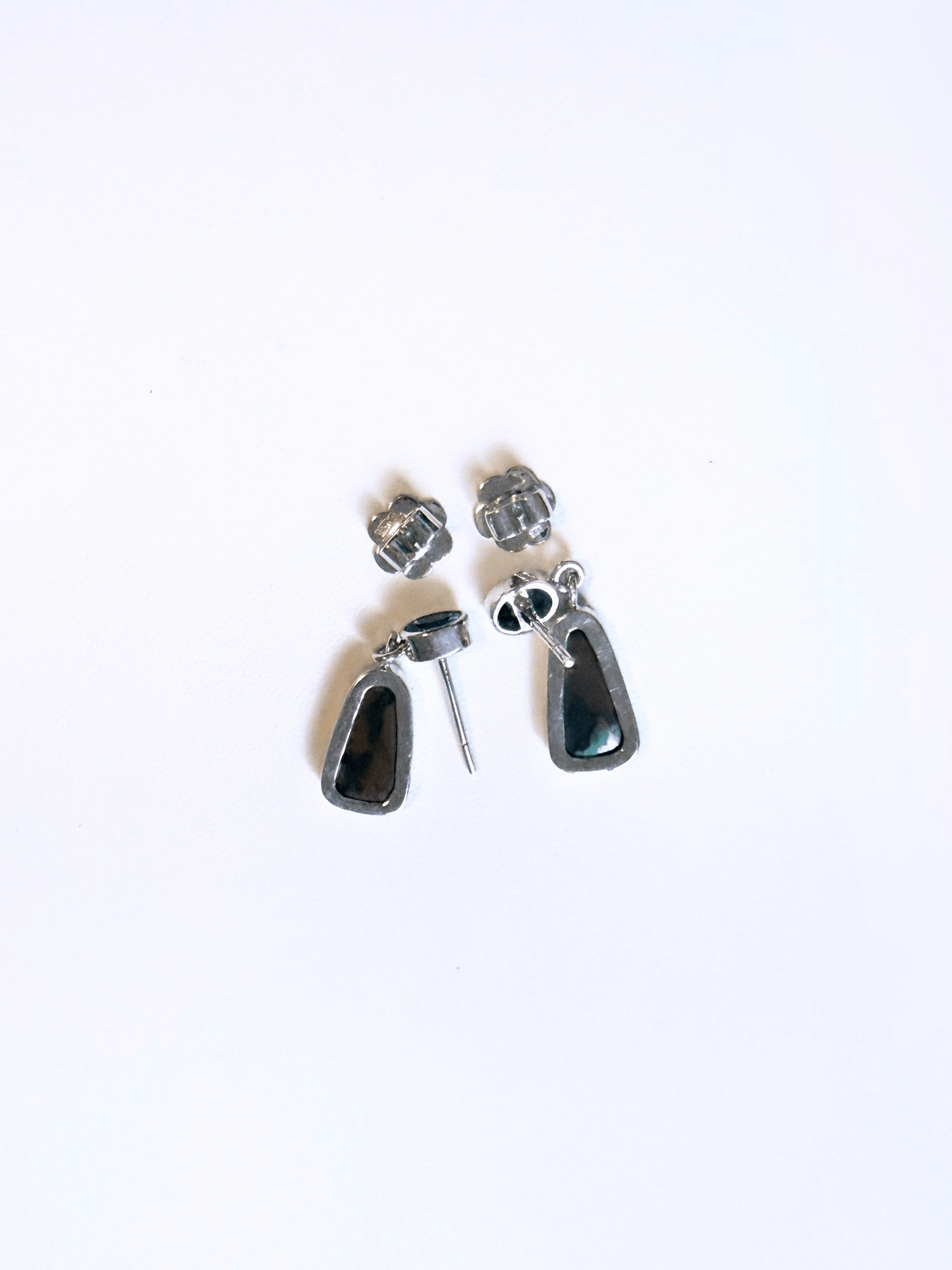 Boulder Opal and Australian Blue Sapphire Drop Silver Earrings