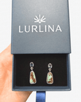 Boulder Opal and Australian Blue Sapphire Drop Silver Earrings