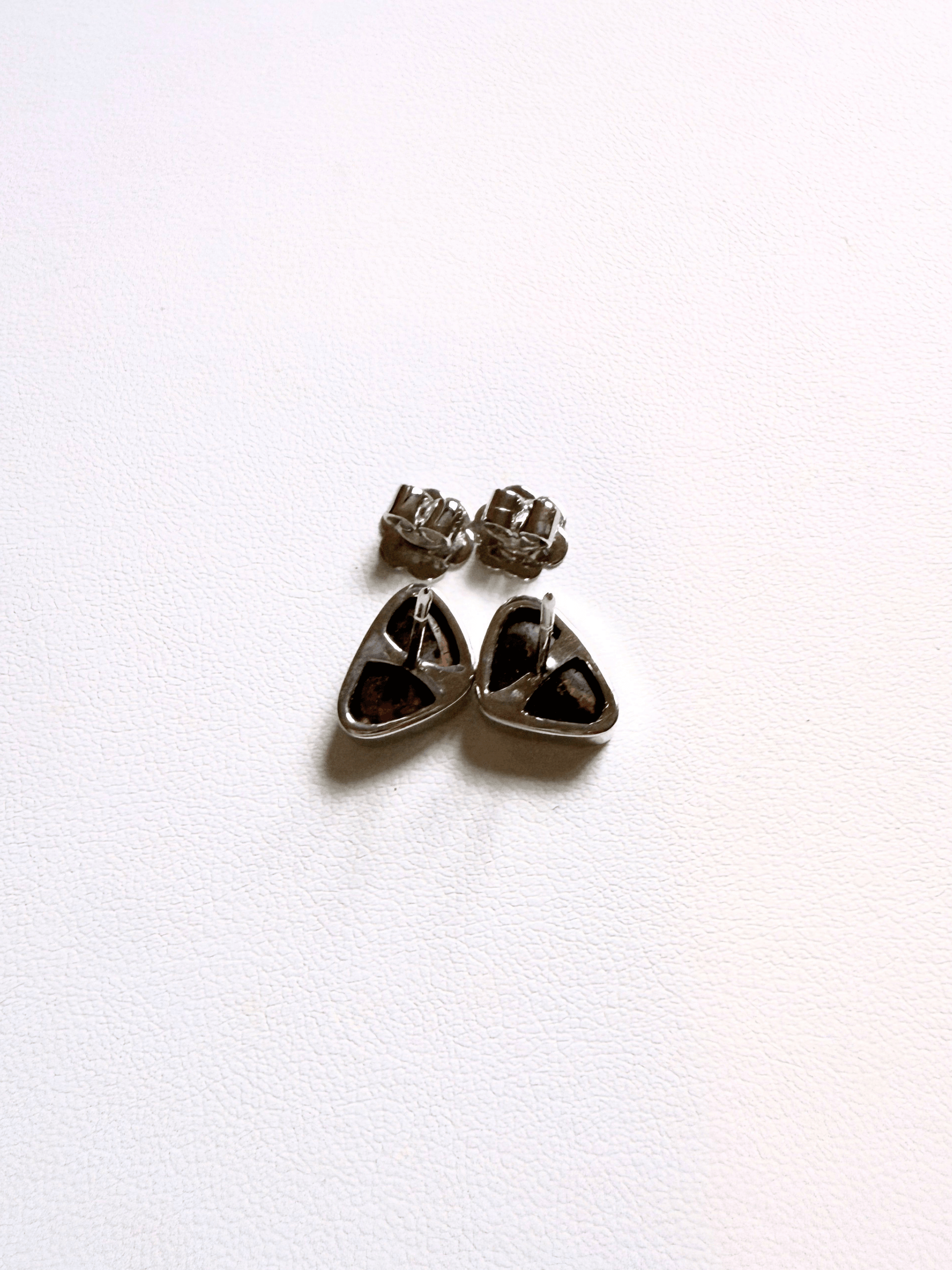 Boulder Opal Triangle Silver Stud Earrings