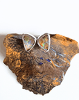 Boulder Opal Triangle Silver Stud Earrings