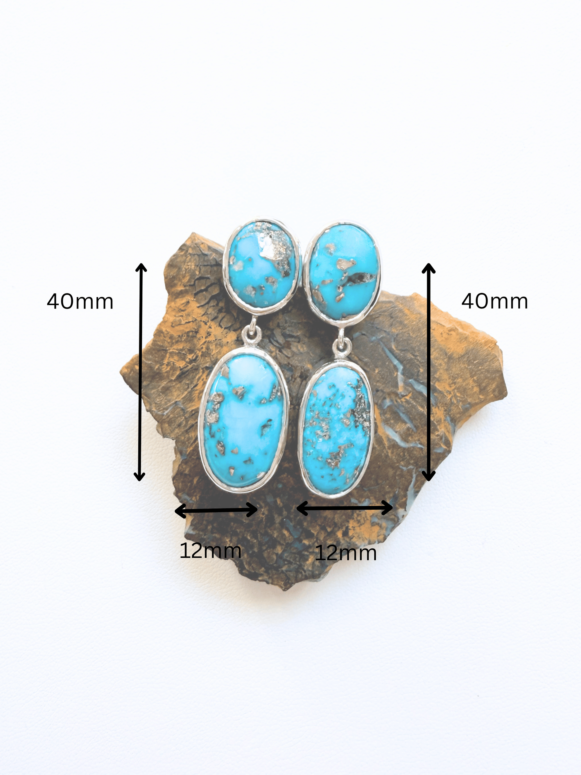 Persian Turquoise Double Drop Silver Earrings