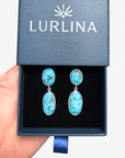 Persian Turquoise Double Drop Silver Earrings