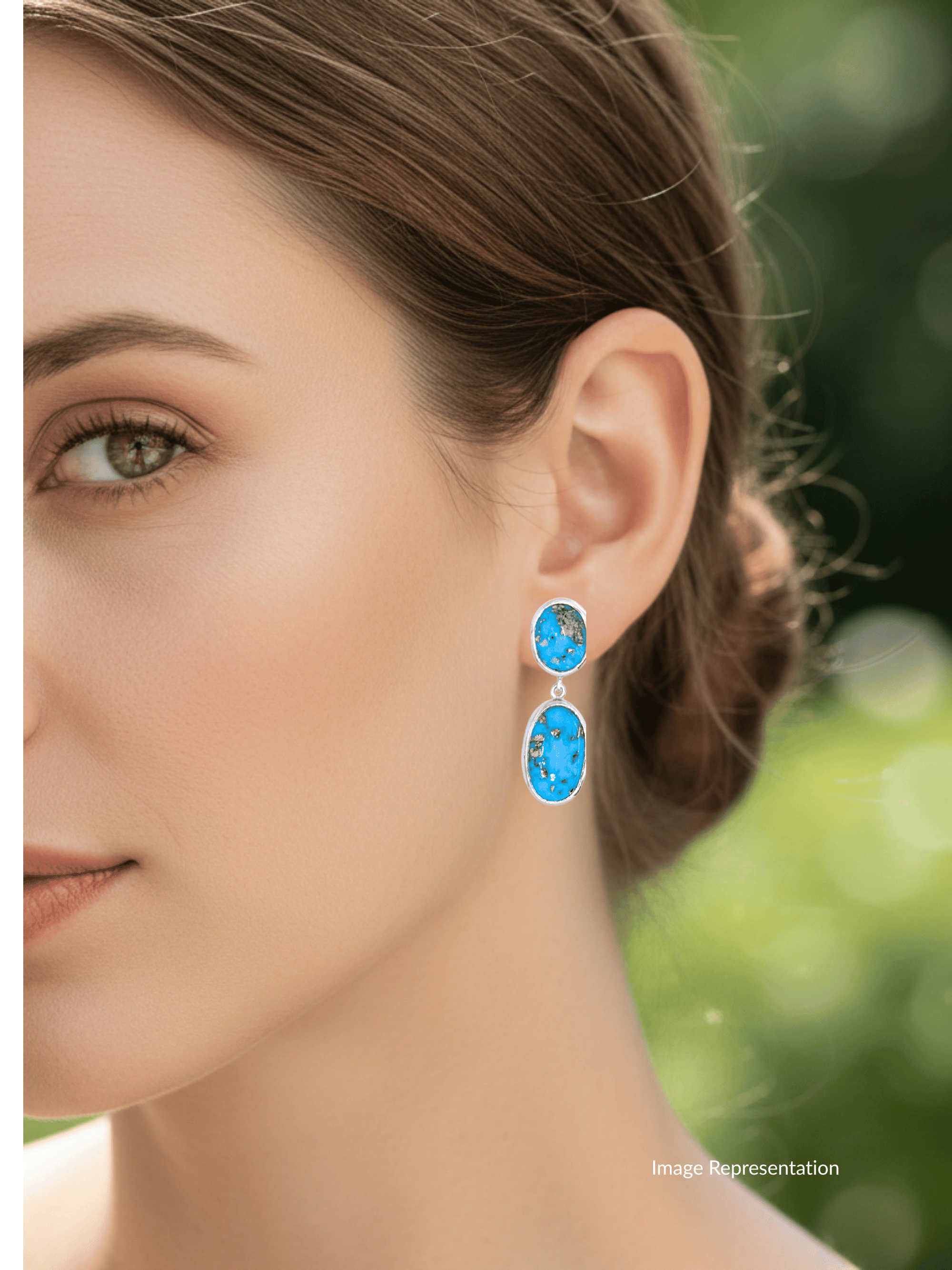 Persian Turquoise Double Drop Silver Earrings