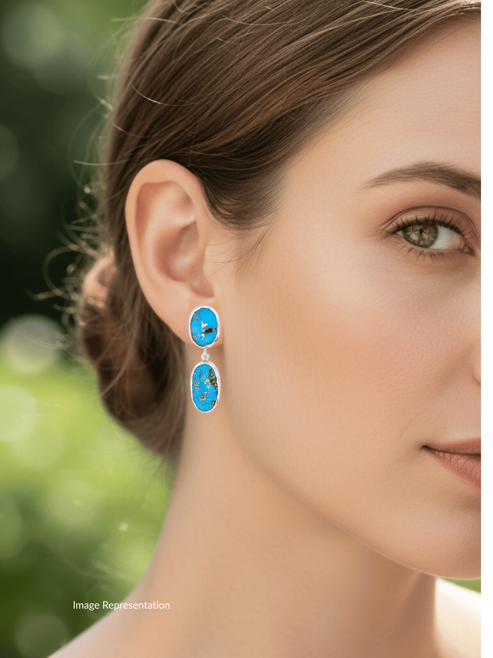 Persian Turquoise Double Drop Silver Earrings