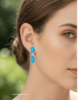 Persian Turquoise Double Drop Silver Earrings