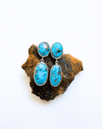 Persian Turquoise Double Drop Silver Earrings